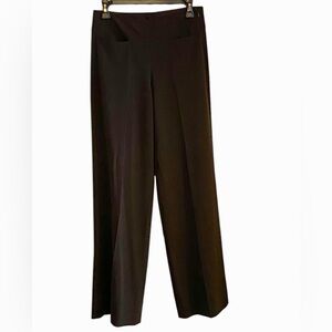DONNA KARAN Brown wide leg  wool and cotton trouser